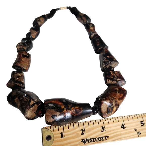 Vintage 70's Rare Black Coral Tube Necklace - Picture 6 of 11